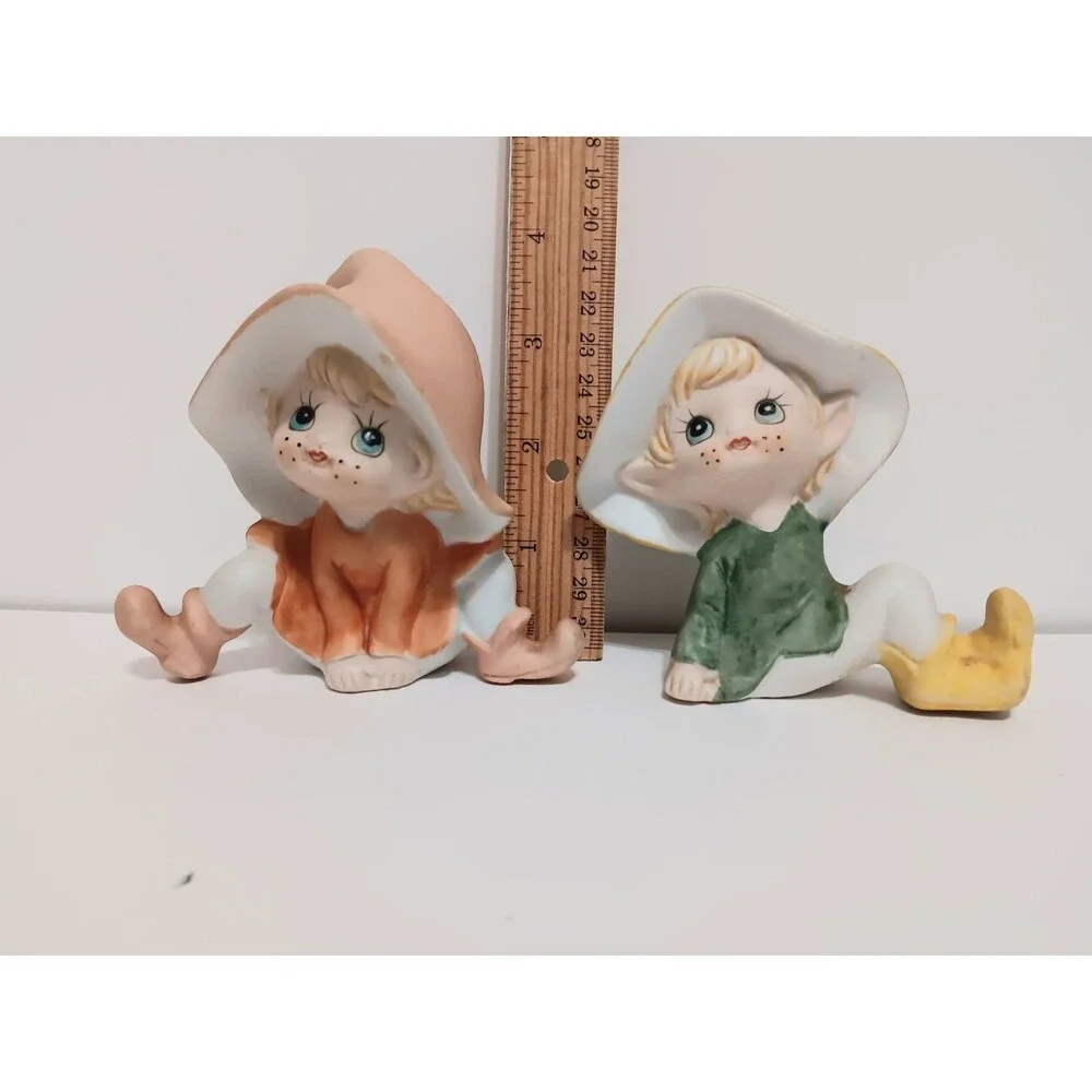 Homco Lot of 2 Pixie Elfies Fairies Ceramic Country Home Decor